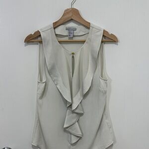 H&M Cream Sleeveless Ruffle Blouse